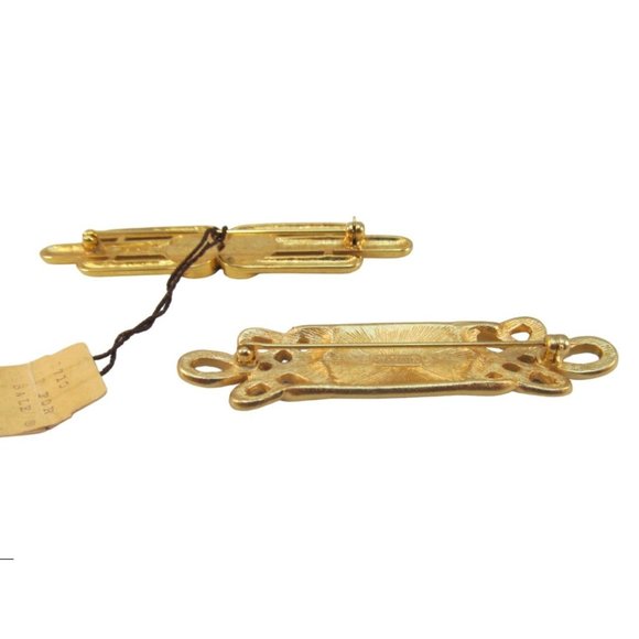 Double Heart Rhinestone Pin and Green Enamel Celtic knot Monet Brooches 2 in Lot - Picture 6 of 9